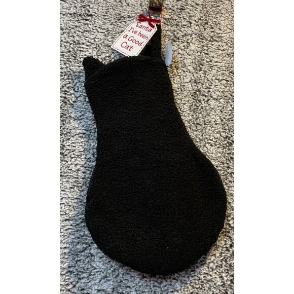 Black Cat Shaped Christmas Stocking‎ Santa I've been a Good Cat NEW 19 Inch - Picture 2 of 3
